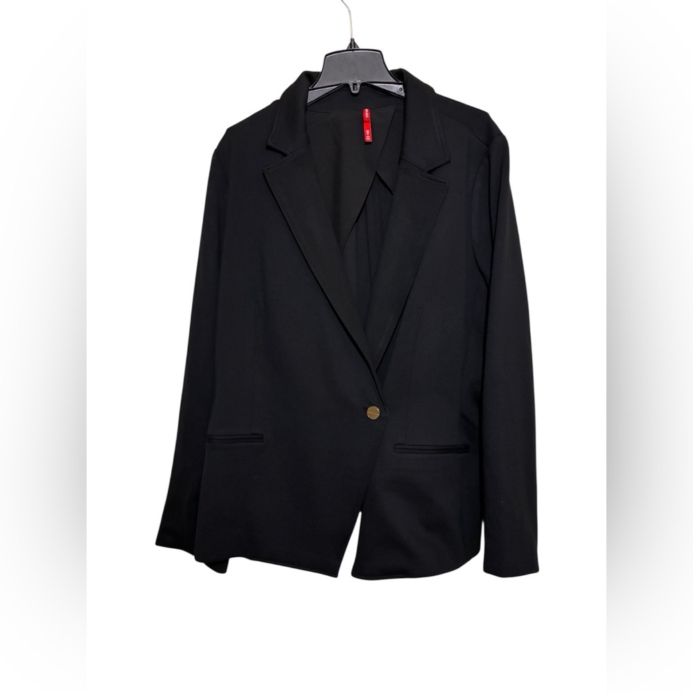 Spanx The Perfect Asymmetrical Blazer 2X Black Ponte Stretch Tailored 20773R